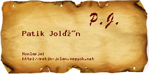 Patik Jolán névjegykártya